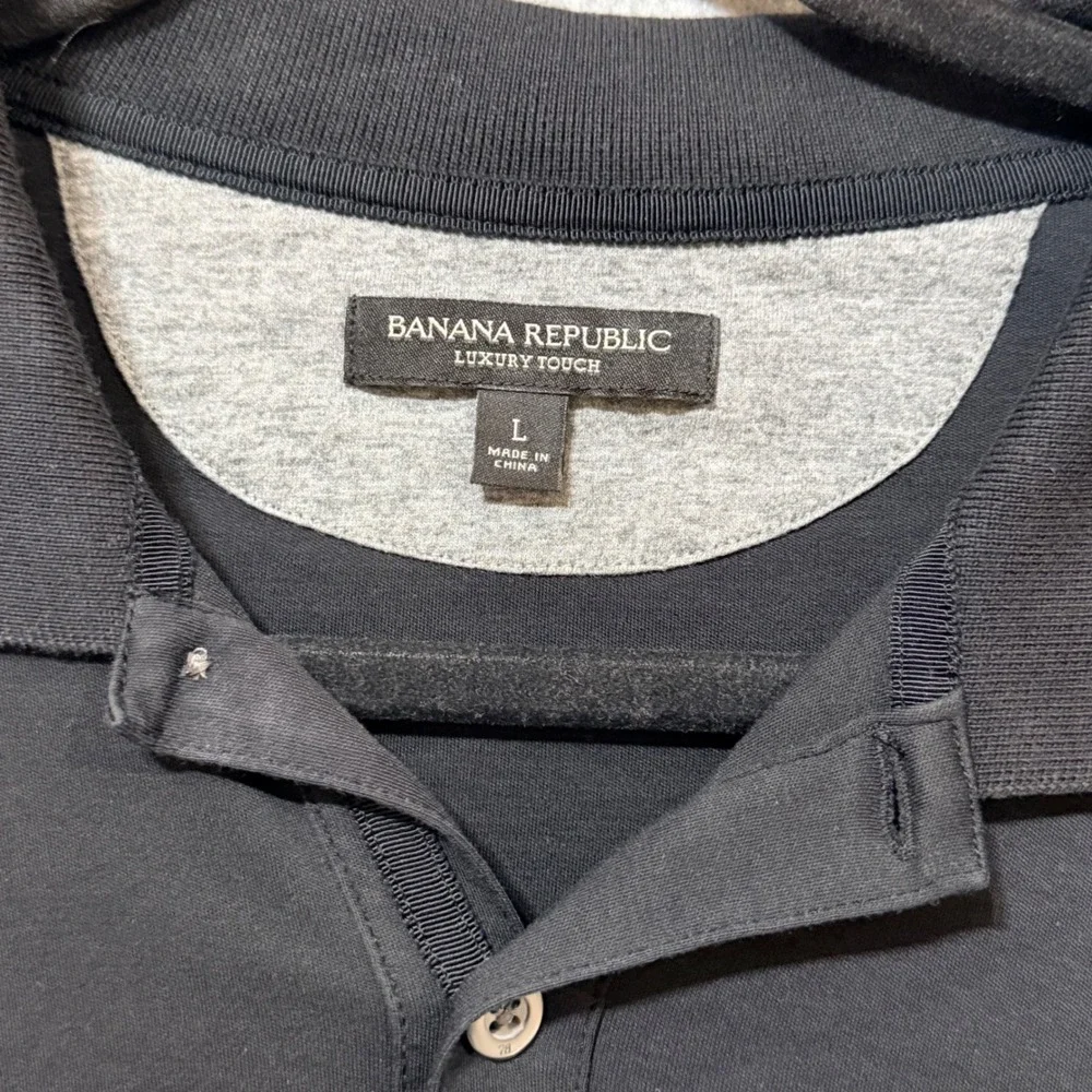 Banana Republic Luxury Touch Mens Polo Shirt Black Short Sleeve Cotton Large L